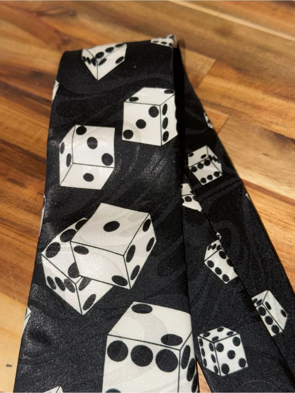 Vintage Steven Harris Dice Necktie Black White Casino Gambling Novelty Tie